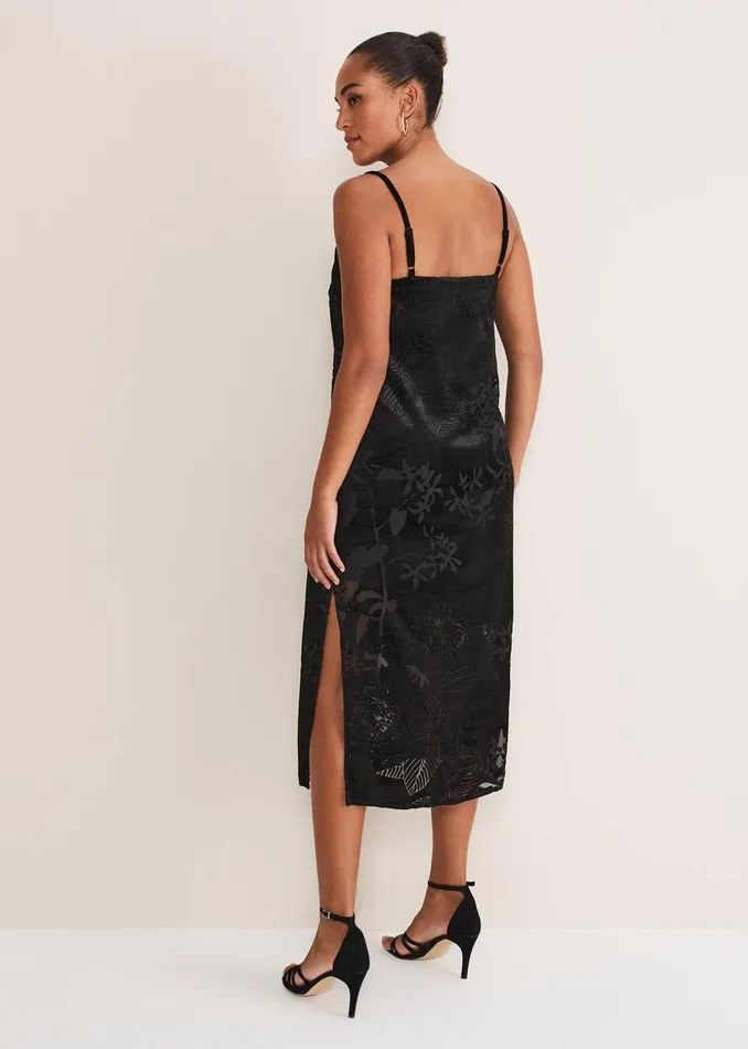 Phase Eight Dresses Fayette Textured Velvet Slip Dress Black 8211 Women