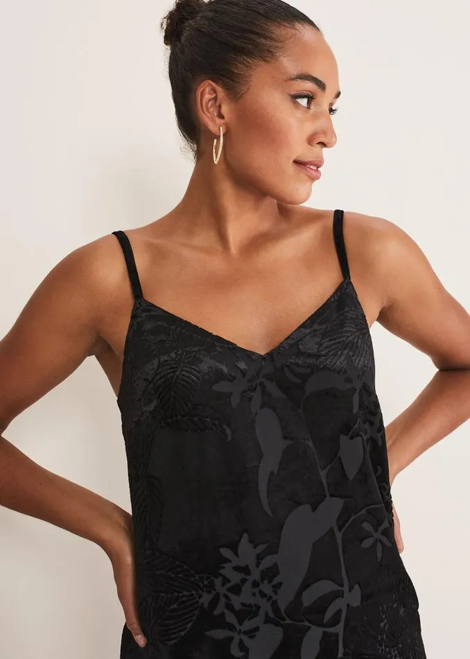 Phase Eight Dresses Fayette Textured Velvet Slip Dress Black 8211 Women