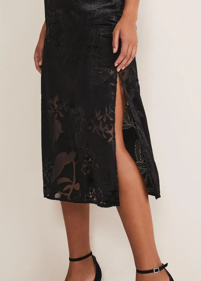 Phase Eight Dresses Fayette Textured Velvet Slip Dress Black 8211 Women
