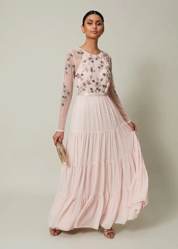 Phase Eight Dresses Florence Beaded Maxi Dress Antique Rose 8211 Women