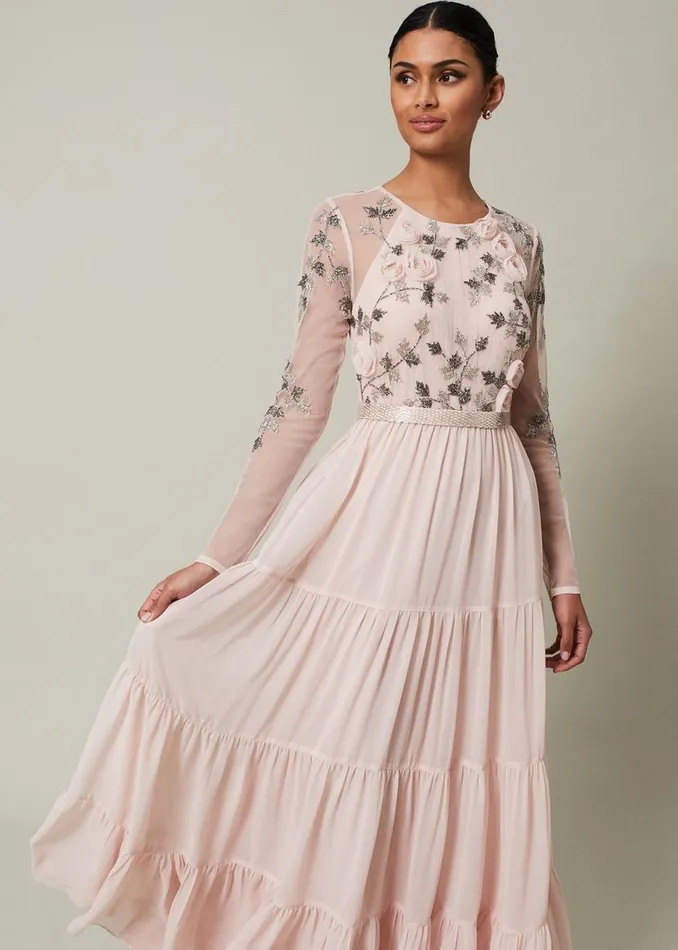 Phase Eight Dresses Florence Beaded Maxi Dress Antique Rose 8211 Women
