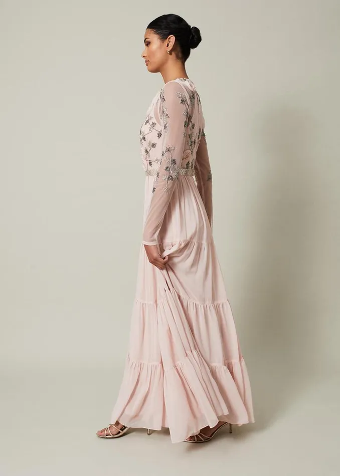 Phase Eight Dresses Florence Beaded Maxi Dress Antique Rose 8211 Women