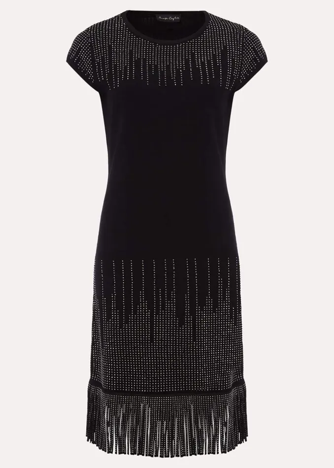 Phase Eight Dresses Florie Fringe Knitted Dress Black 8211 Women