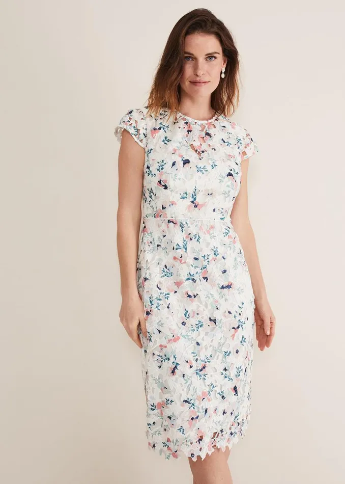 Phase Eight Dresses Franky Floral Lace Dress Ivorymulti 8211 Women