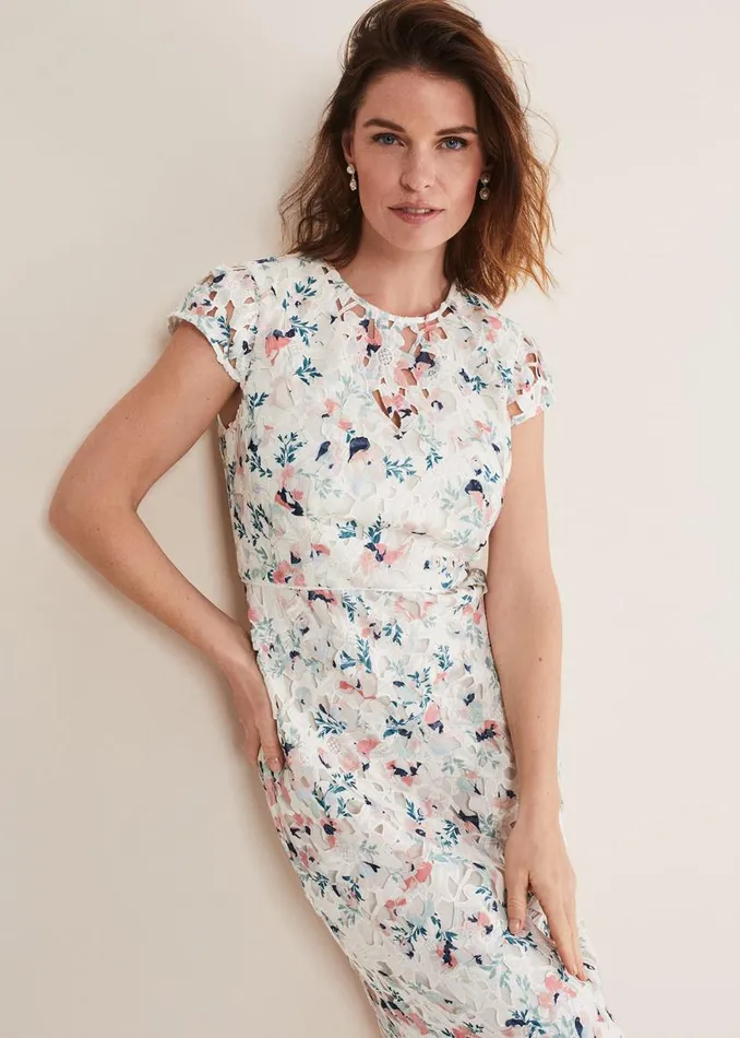 Phase Eight Dresses Franky Floral Lace Dress Ivorymulti 8211 Women