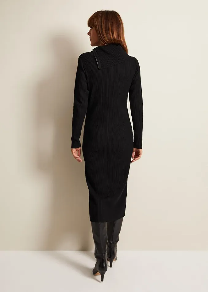 Phase Eight Dresses Hartley Zip Ribbed Column Dress Black 8211 Women