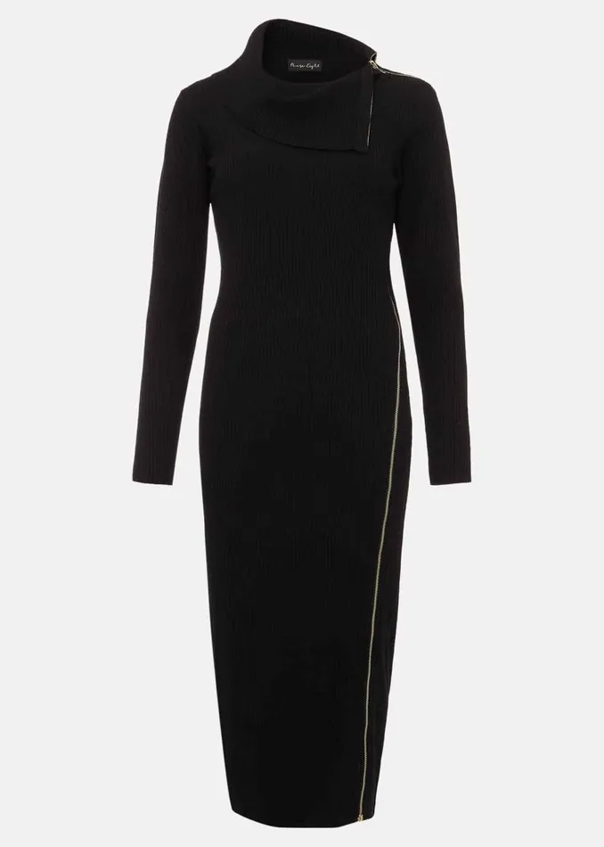 Phase Eight Dresses Hartley Zip Ribbed Column Dress Black 8211 Women