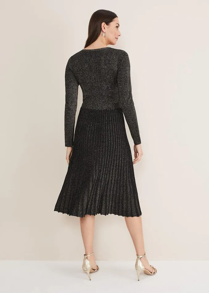 Phase Eight Dresses Jaycee Shimmer Knit Dress Blackgold 8211 Women