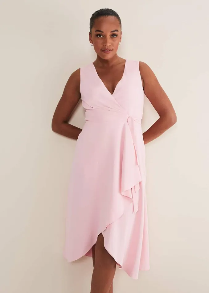 Phase Eight Dresses Julissa Sleeveless Ruffle Wrap Midi Dress Soft Pink 8211 Women Phase Eight Dresses Julissa Sleeveless Ruffle Wrap Midi Dress Soft Pink 8211 Women