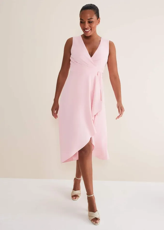 Phase Eight Dresses Julissa Sleeveless Ruffle Wrap Midi Dress Soft Pink 8211 Women Phase Eight Dresses Julissa Sleeveless Ruffle Wrap Midi Dress Soft Pink 8211 Women