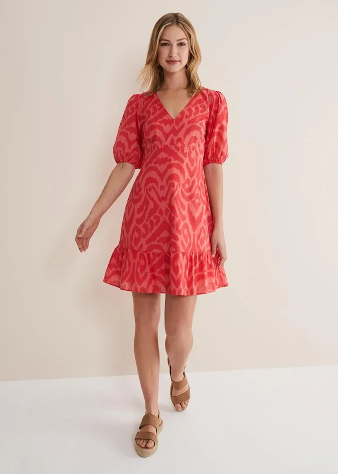 Phase Eight Dresses Krystal Cotton Abstract Mini Dress Pinkred 8211 Women