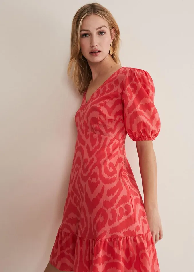 Phase Eight Dresses Krystal Cotton Abstract Mini Dress Pinkred 8211 Women