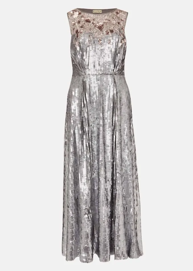 Phase Eight Dresses Lainey Shimmer Sequin Midi Dress Silver 8211 Women