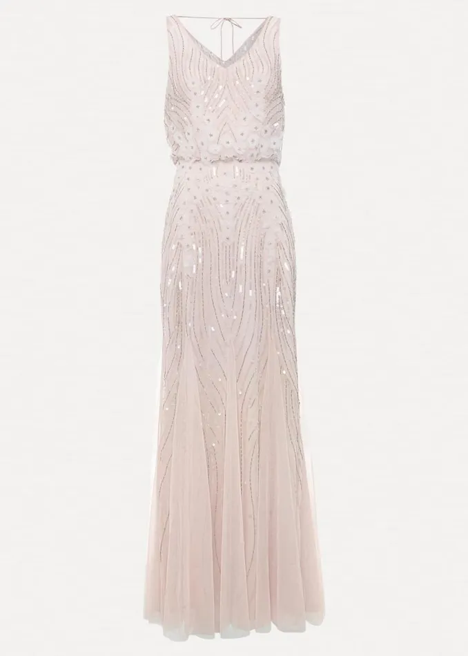 Phase Eight Dresses Lexi Ditsy Beaded Cowl Maxi Dress Pale Pink 8211 Women