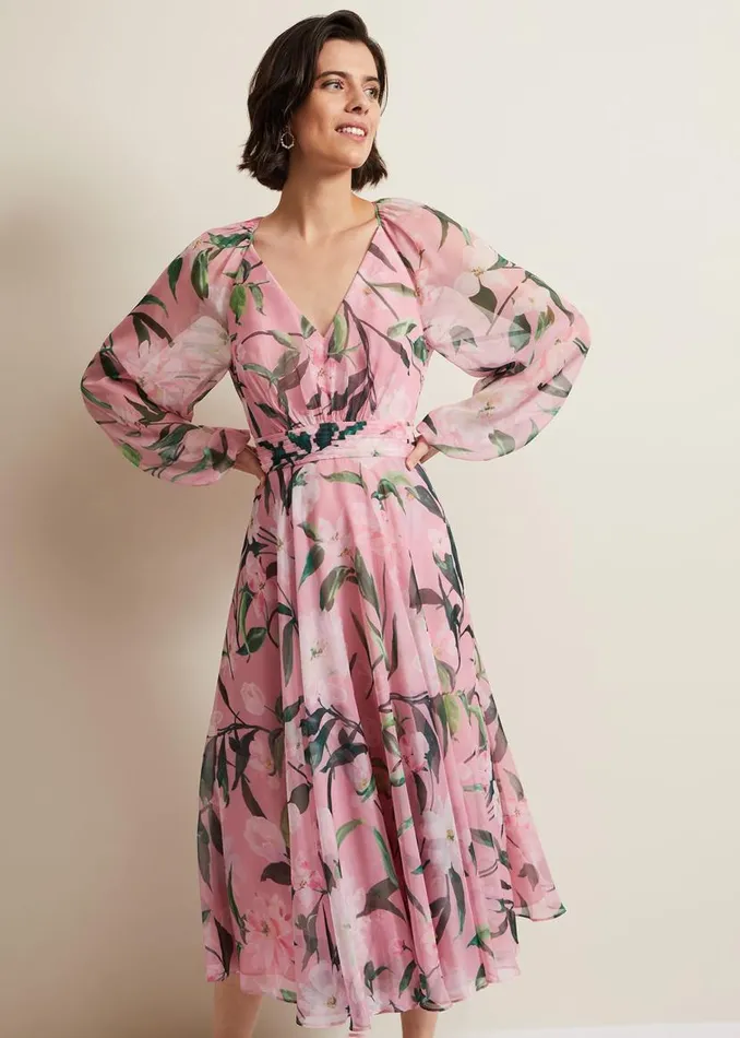 Phase Eight Dresses Lina Printed Long Sleeve Midi Dress Multicoloured 8211 Women Phase Eight Dresses Lina Printed Long Sleeve Midi Dress Multicoloured 8211 Women