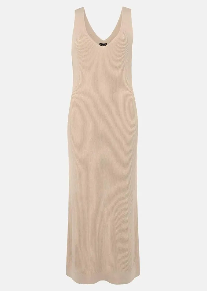 Phase Eight Dresses Lindan Ribbed Knit Midi Dress Stone 8211 Women