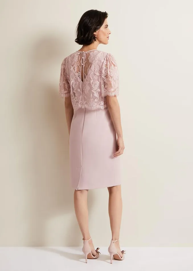 Phase Eight Dresses Lynette Lace Double Layer Dress Pale Pink 8211 Women