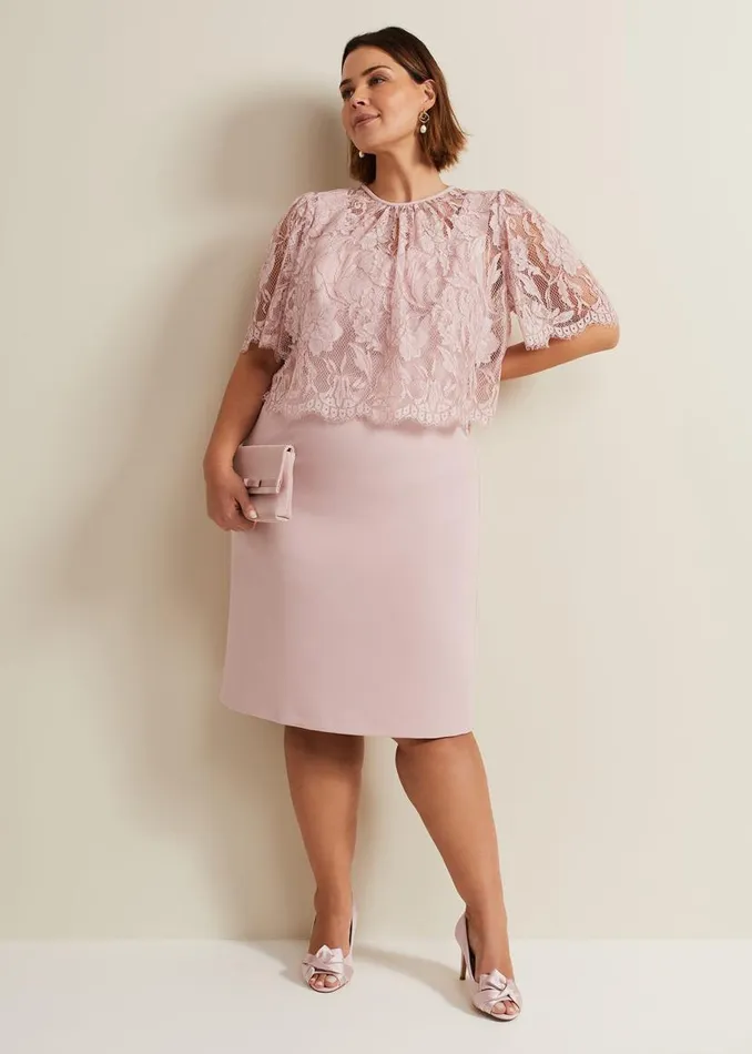 Phase Eight Dresses Lynette Lace Double Layer Dress Pale Pink 8211 Women