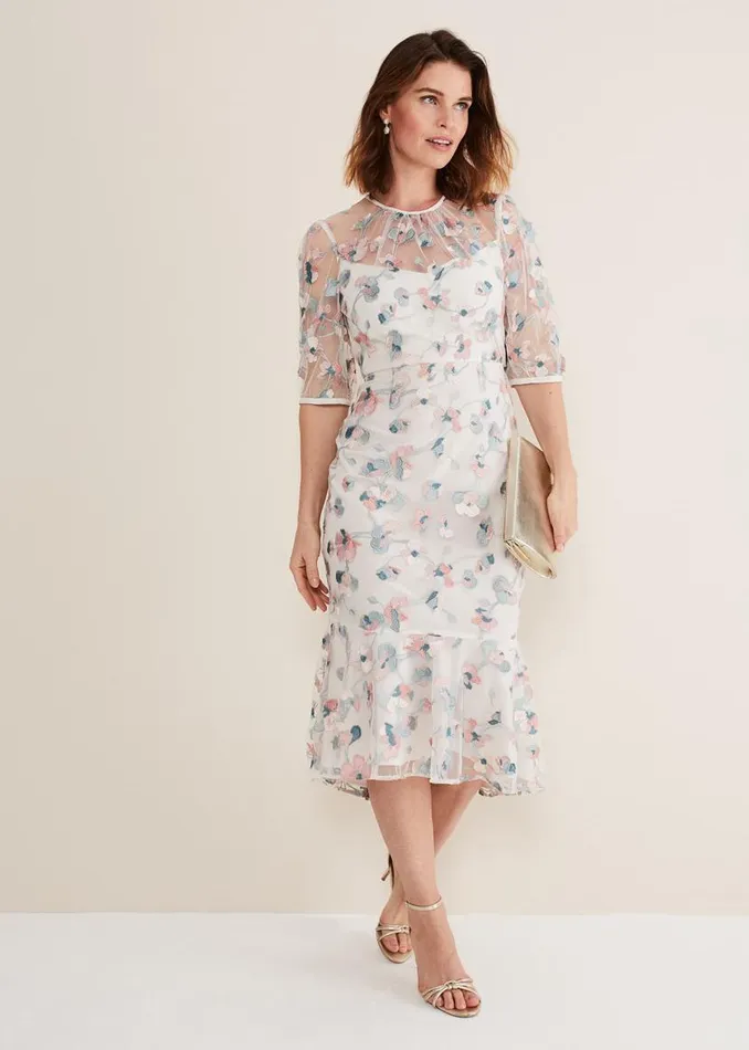 Phase Eight Dresses Maia Floral Embroidered Midi Dress Pale Petal Multi 8211 Women Phase Eight Dresses Maia Floral Embroidered Midi Dress Pale Petal Multi 8211 Women