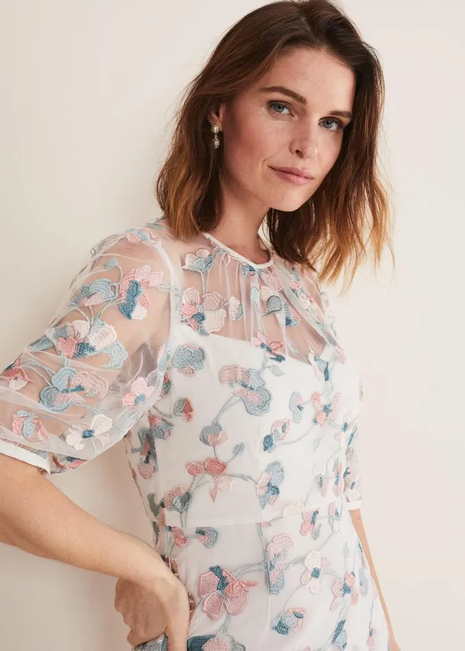 Phase Eight Dresses Maia Floral Embroidered Midi Dress Pale Petal Multi 8211 Women Phase Eight Dresses Maia Floral Embroidered Midi Dress Pale Petal Multi 8211 Women