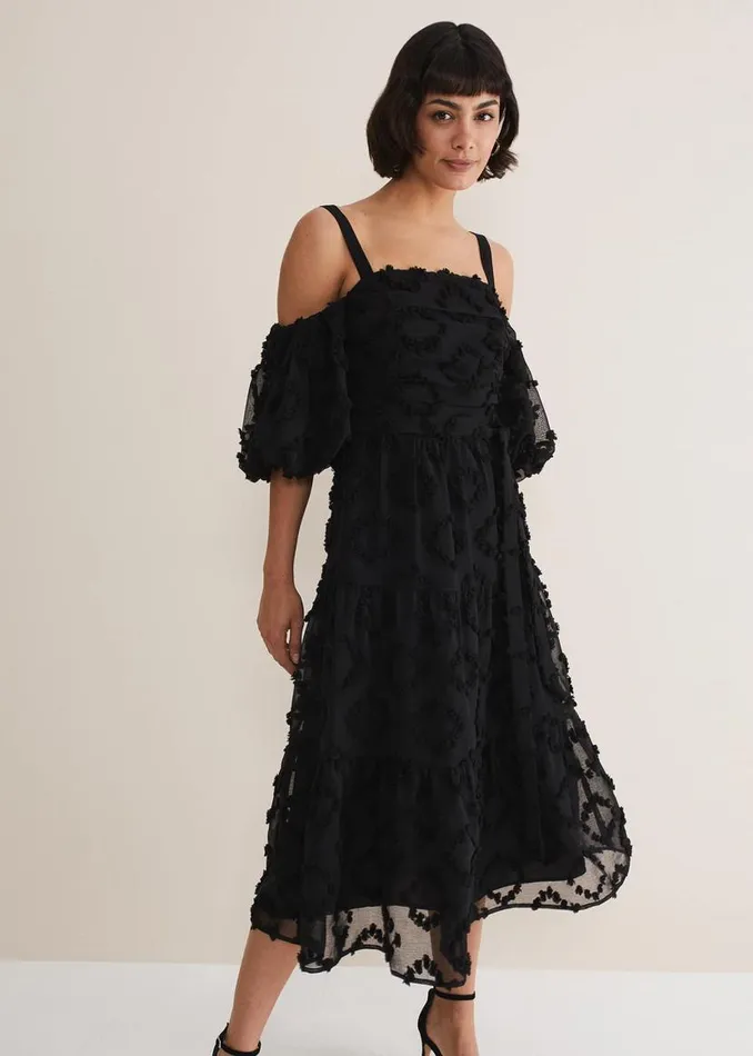 Phase Eight Dresses Margarita Off The Shoulder Midaxi Dress Black 8211 Women