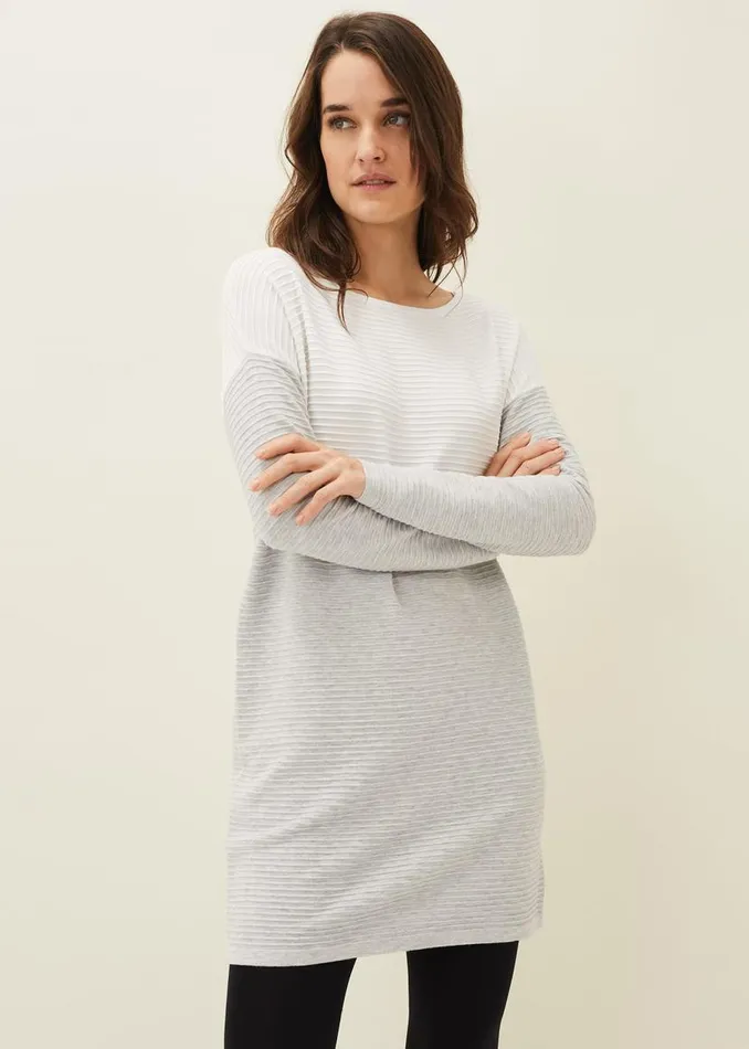 Phase Eight Dresses Maria Ribbed Colourblock Jumper Dress Greyivory 8211 Women Phase Eight Dresses Maria Ribbed Colourblock Jumper Dress Greyivory 8211 Women
