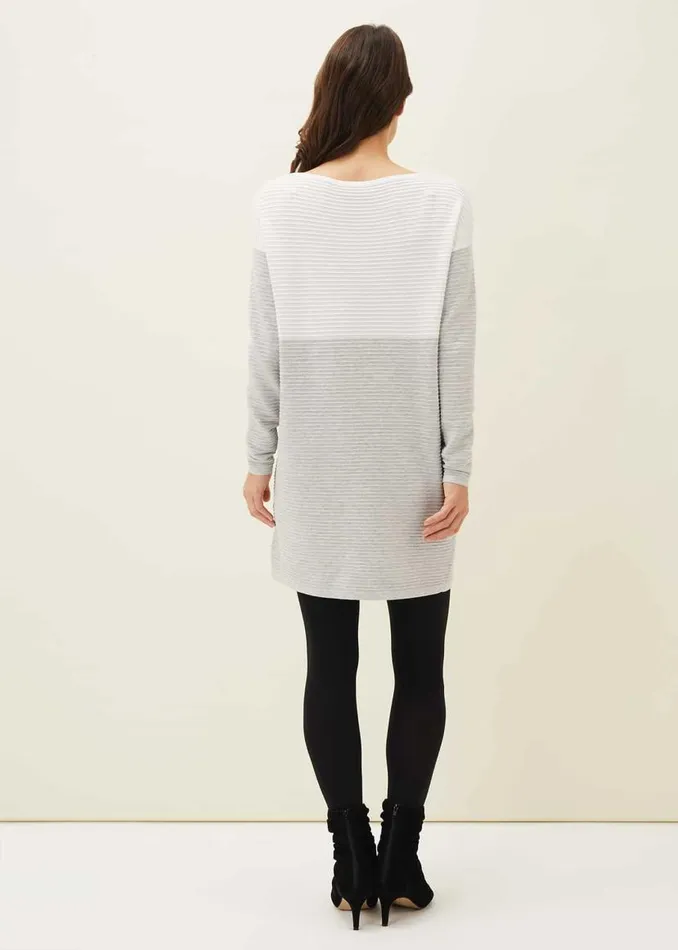 Phase Eight Dresses Maria Ribbed Colourblock Jumper Dress Greyivory 8211 Women Phase Eight Dresses Maria Ribbed Colourblock Jumper Dress Greyivory 8211 Women