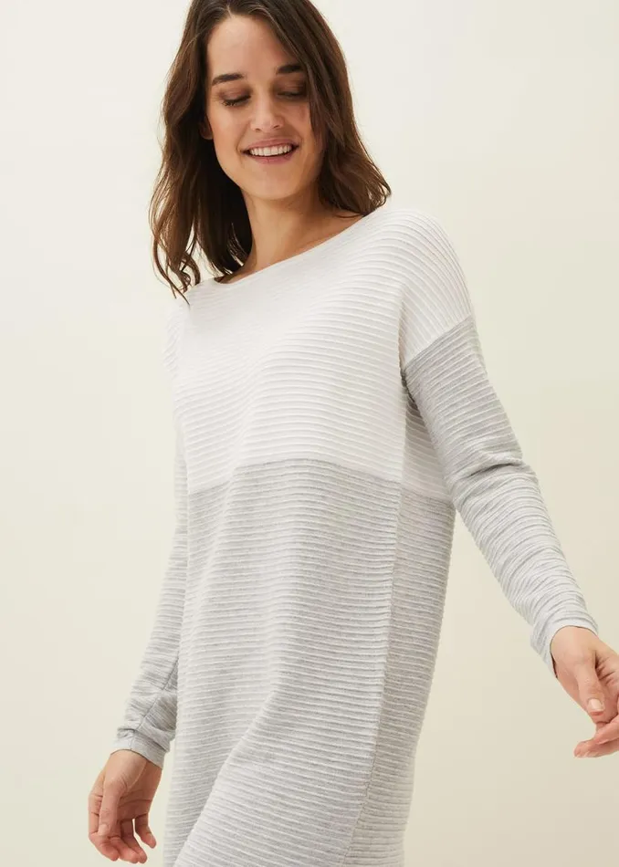 Phase Eight Dresses Maria Ribbed Colourblock Jumper Dress Greyivory 8211 Women Phase Eight Dresses Maria Ribbed Colourblock Jumper Dress Greyivory 8211 Women