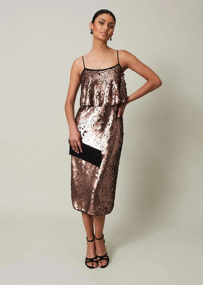 Phase Eight Dresses Myka Bronze Sequin Tiered Dress Bronze 8211 Women