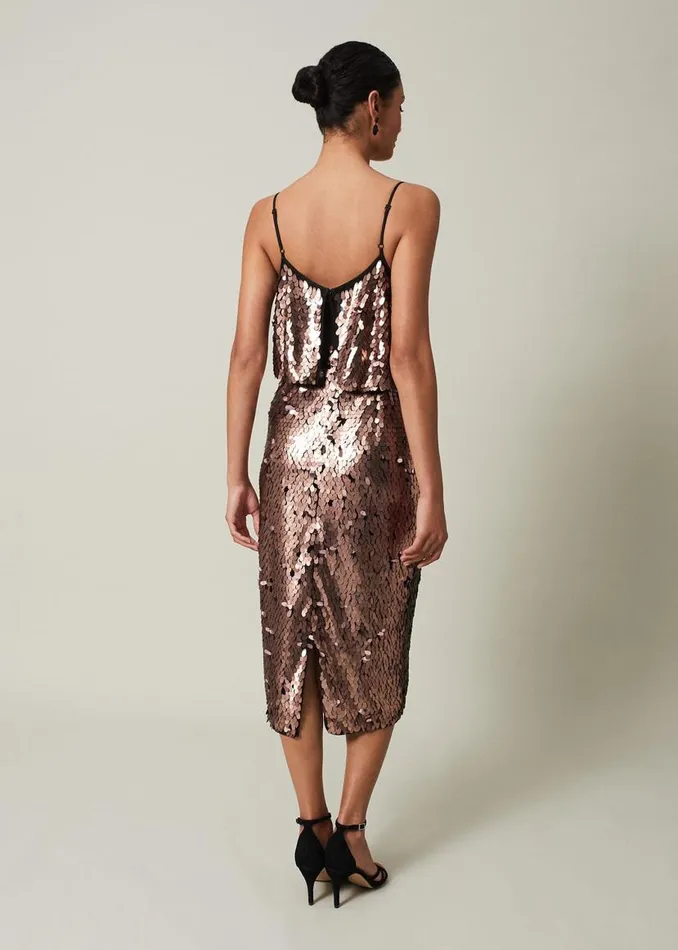 Phase Eight Dresses Myka Bronze Sequin Tiered Dress Bronze 8211 Women