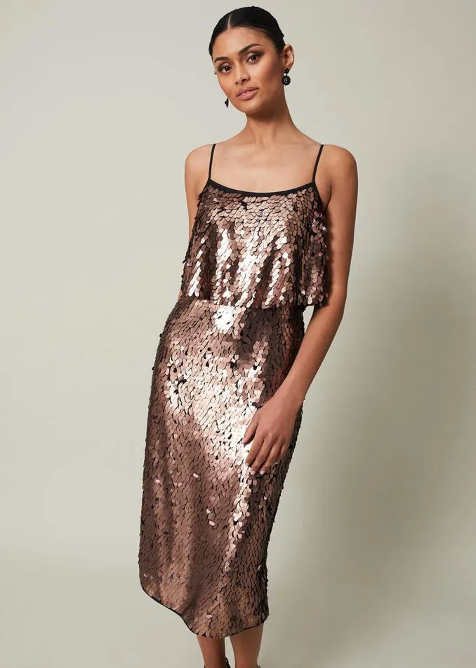 Phase Eight Dresses Myka Bronze Sequin Tiered Dress Bronze 8211 Women