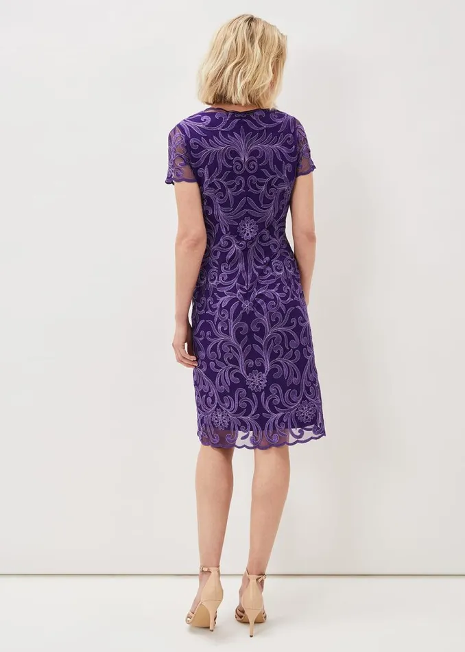 Phase Eight Dresses Nessa Embroidered Midi Dress Violet 8211 Women