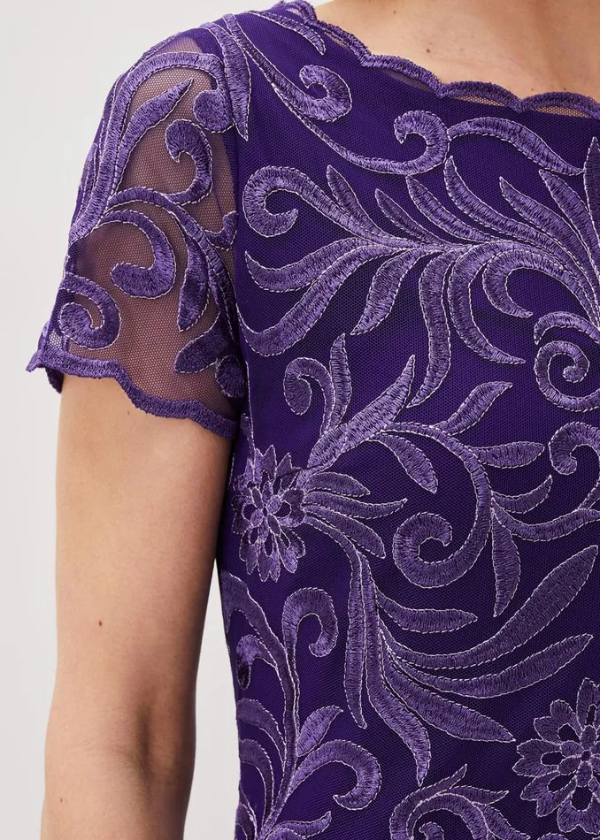 Phase Eight Dresses Nessa Embroidered Midi Dress Violet 8211 Women