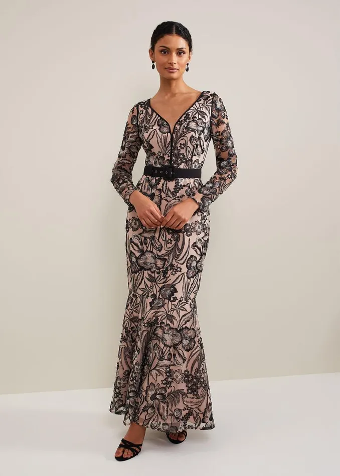 Phase Eight Dresses Nola VNeck Embroidered Maxi Dress Multicoloured 8211 Women