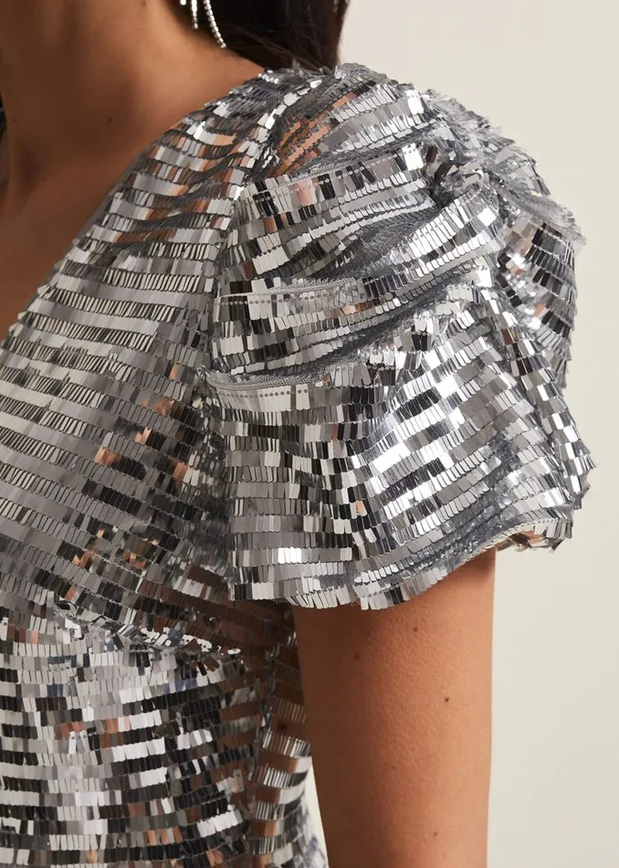 Phase Eight Dresses Novalie Silver Sequin Midaxi Dress Silver 8211 Women