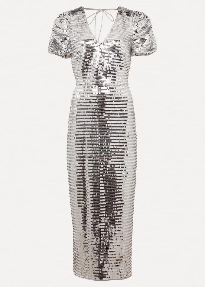 Phase Eight Dresses Novalie Silver Sequin Midaxi Dress Silver 8211 Women