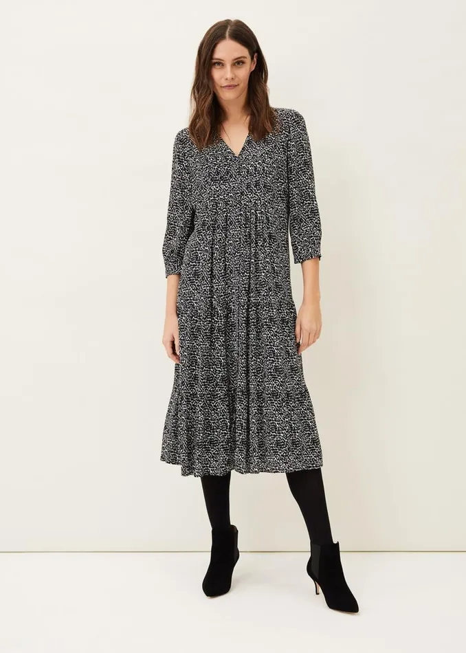 Phase Eight Dresses Penele Print Midi Dress Blackivory 8211 Women