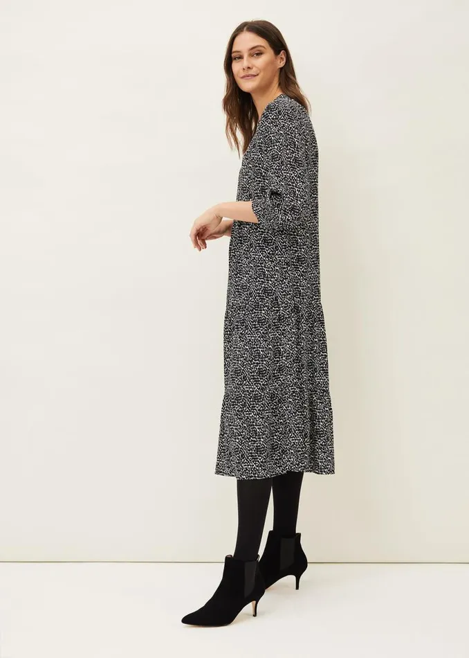 Phase Eight Dresses Penele Print Midi Dress Blackivory 8211 Women