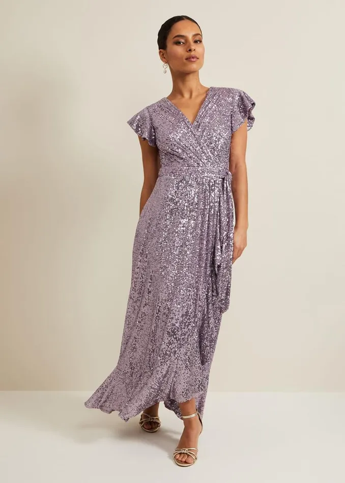 Phase Eight Dresses Petite Carina Sequin Maxi Dress Purple 8211 Women
