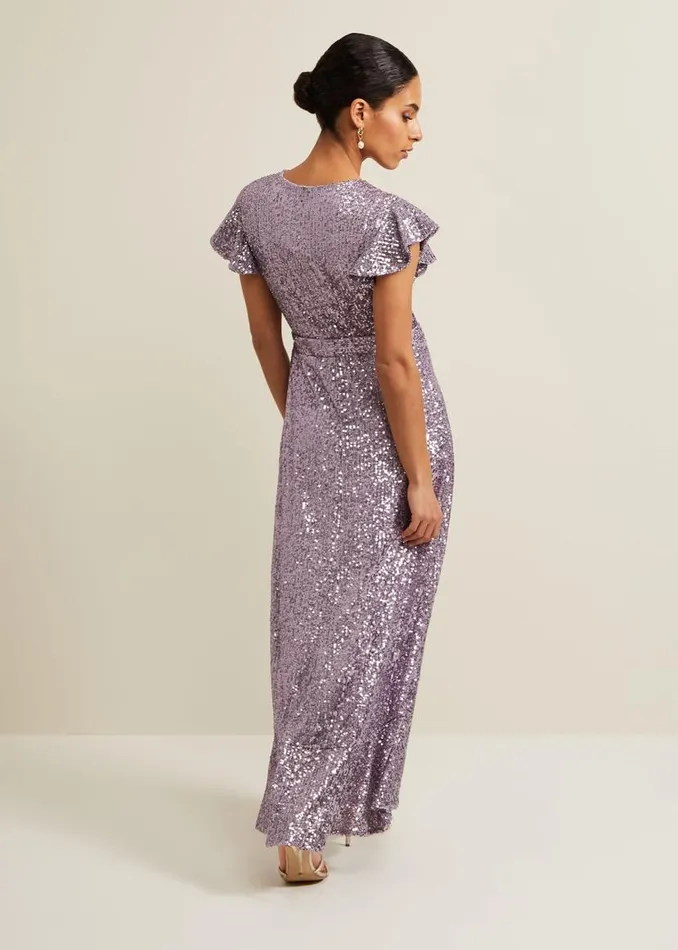 Phase Eight Dresses Petite Carina Sequin Maxi Dress Purple 8211 Women