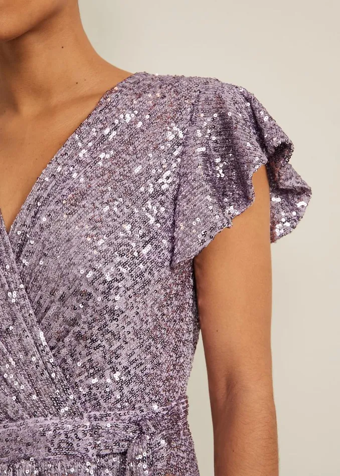 Phase Eight Dresses Petite Carina Sequin Maxi Dress Purple 8211 Women