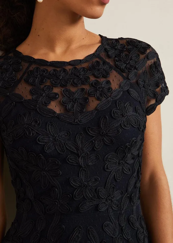 Phase Eight Dresses Petite Luana Tapework Maxi Dress Navy 8211 Women