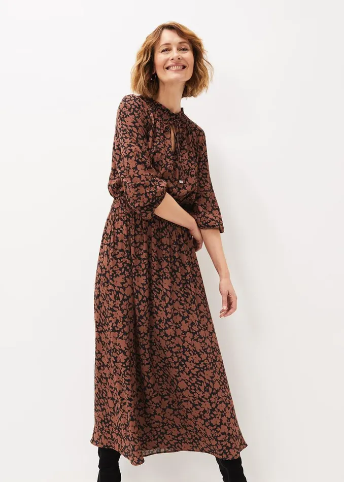 Phase Eight Dresses Phillipa Floral Midaxi Dress Blacktan 8211 Women