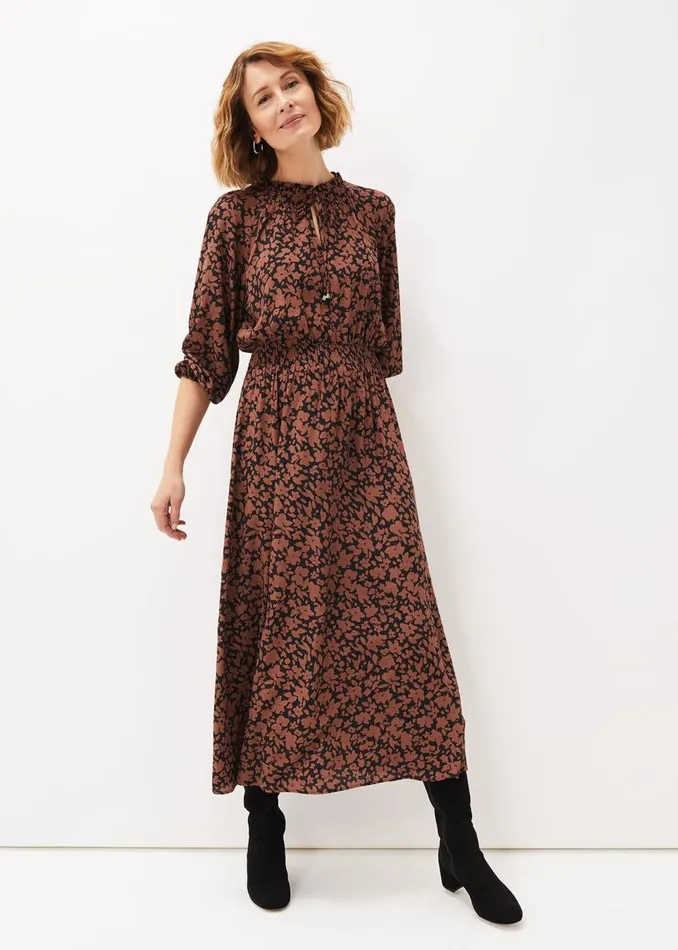 Phase Eight Dresses Phillipa Floral Midaxi Dress Blacktan 8211 Women