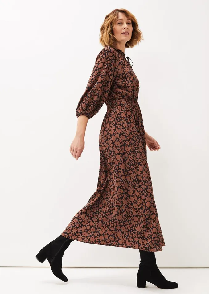 Phase Eight Dresses Phillipa Floral Midaxi Dress Blacktan 8211 Women