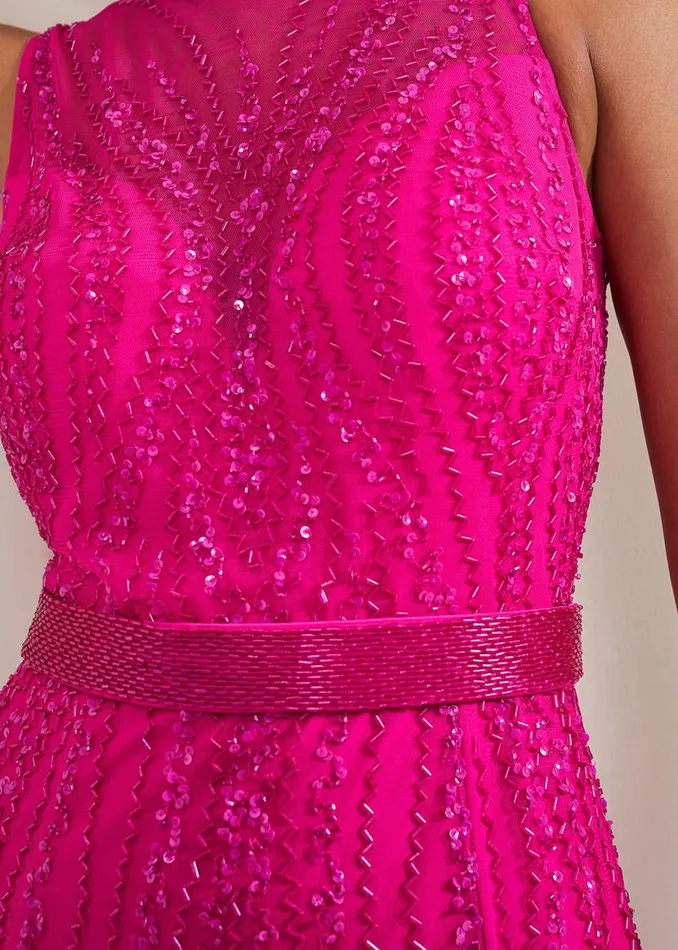 Phase Eight Dresses Rowena Beaded Maxi Dress Fuchsia 8211 Women