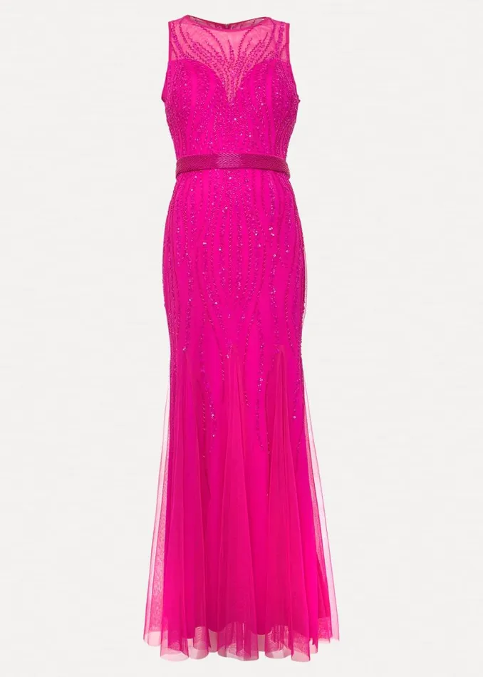 Phase Eight Dresses Rowena Beaded Maxi Dress Fuchsia 8211 Women