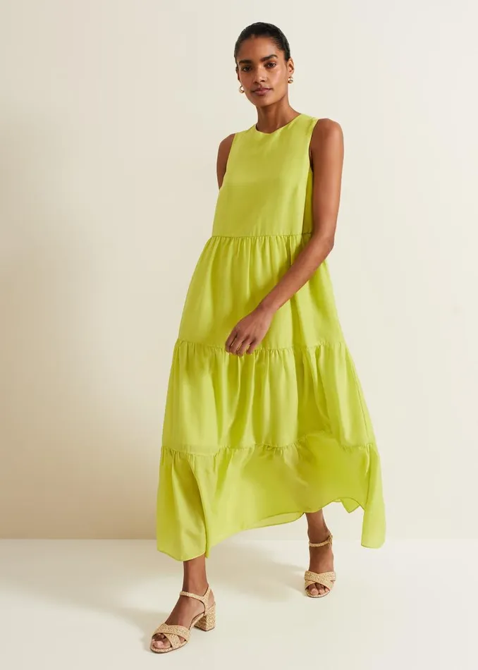 Phase Eight Dresses Sara Tiered Maxi Dress Lime 8211 Women