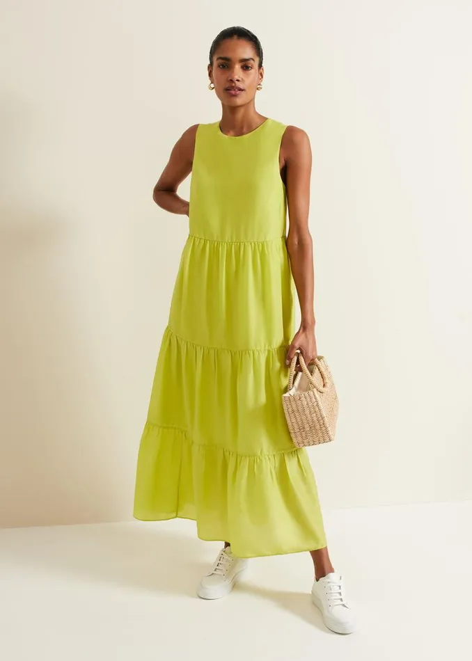 Phase Eight Dresses Sara Tiered Maxi Dress Lime 8211 Women