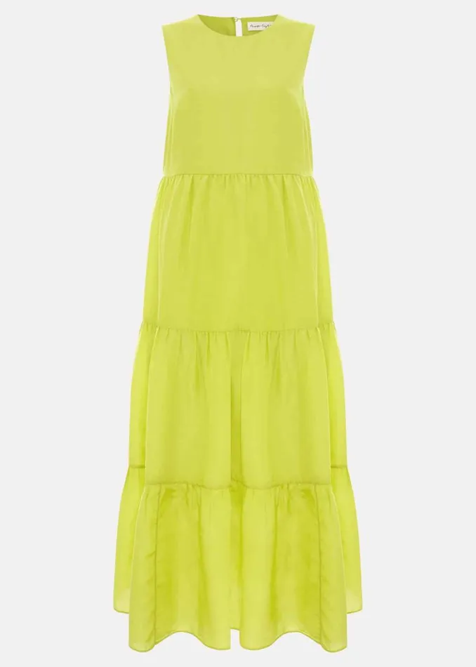 Phase Eight Dresses Sara Tiered Maxi Dress Lime 8211 Women